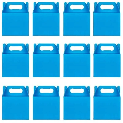 Image of SHATCHI 10Pcs Sky Blue Cardboard Lunch Takeaway Birthday Wedding Carry Meal Food Cake Party Box Childrens Loot Bags