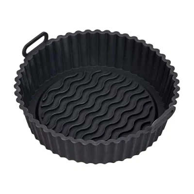 Image of Tala Round Silicone Air Fryer Liner 21 cm dia. X 6.5cm, Reusable &amp; Flexible Mold, Grooved Base for Enhanced Airflow, Easy Cleaning, Dishwasher Safe, Oven Safe up to 230C (446F)