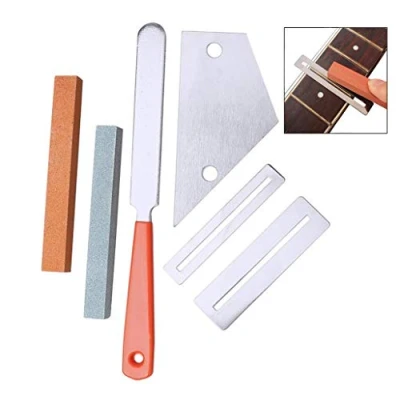 Image of XLKJ Guitar Polish Tools Set with Fret Crowning File, Rocker, Fingerboard Guards, Grinding Stones
