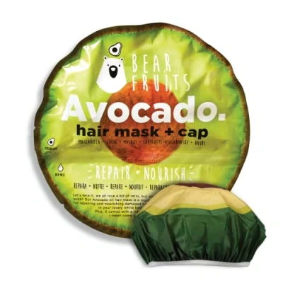 Image of Bear Fruits, Avocado, &amp; Nourish, Hair Mask + Shower Cap, 20 ml
