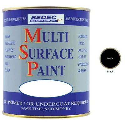 Image of Bedec Multi Surface Paint Satin Black 750ml