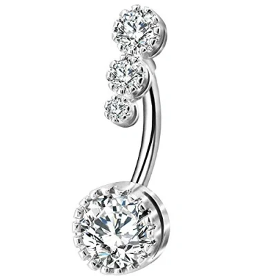Image of OUFER 316L Surgical Steel Belly Bars Clear CZ Rings Navel Button Piercing Jewellery