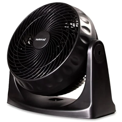 Image of nuovva Electric Turbo Desk Fan Standing or Wall Mount Design Powerful Cooling Oscillating with 90 degree Pivot Extra Quiet Blade 3 Speed Level Fans Black