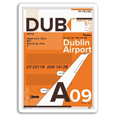 Image of 2 x 10cm Dublin Airport Vinyl Stickers Ireland Sticker Laptop Luggage #17127 (10cm Tall)