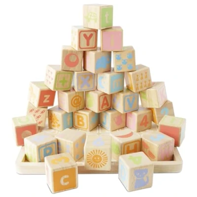 Image of Le Toy Van Petilou Wooden Educational ABC Blocks For Toddlers And Babies Suitable A Boy Or Girl 1 Year Old +