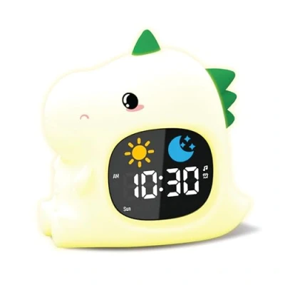 Image of groov e Cuties Alarm Clock with LED Night Light, White Noise &amp; Sleep Training Rory Dinosaur