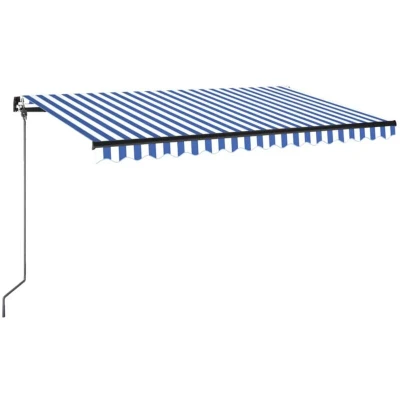 Image of vidaXL Manual Retractable Awning with LED 400x350 cm Blue and White