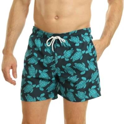 Image of RIPT Men&#039;s Performance Essentials Quick Dry UV 50 Sun Protection Swim Shorts Trunks, Navy/Turquoise, S