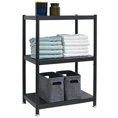 Image of shelfr Industrial Design Black Metal Shelving Unit 61x41x90 Heavy Duty 3 Tier Shelf Free Standing Storage Shelves Office Kitchen Rack Bookshelf Outdoor Cabinet
