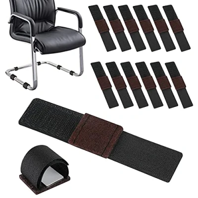Image of 12 Pcs Furniture Felt Pads Wrap Around Floor Savers Chair Leg Protectors with Hook and Loop Fasteners for Protect Hardwood Floors Prevent Scratches Reduce Noises