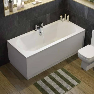 Image of Ceramica Double Ended Curved Bath With Side And End Panel 1800x800mm