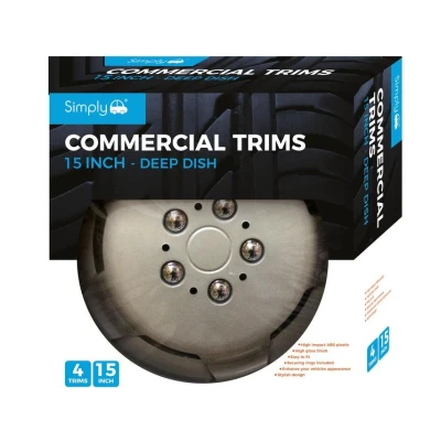Image of Simply SWT117 Perceptor Wheel Trims, 15 Inches, Set of 4, Universal Fit Hub Caps, Quick &amp; Easy Installation, High impact Plastic