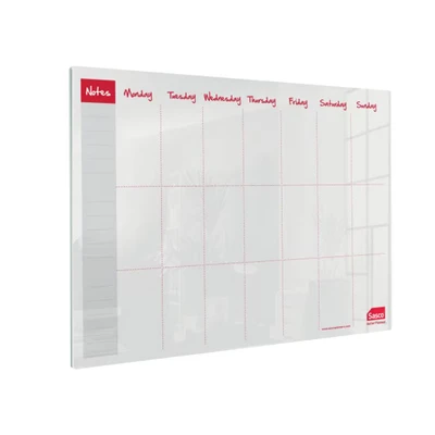 Image of Sasco Semi Transparent Acrylic Mini Whiteboard Weekly Planner, Desktop, Frameless, Dry Erase, 600 x 450, Includes Pen, 2410180