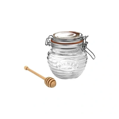 Image of Kilner Glass Honey Pot with Dipper 0.4 Litre (400 ml) Airtight Storage Jar for Treacle Syrup