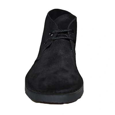 Image of &#039;Roamers&#039; Fashion Round Toe Suede Leather Lace Up Desert Boots Black Real Suede, Mens UK 5 / EU 39