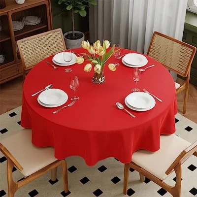 Image of Zdada Red Round Polyester Tablecloth 50inch Banquet Restaurant Table Cloth/Cover