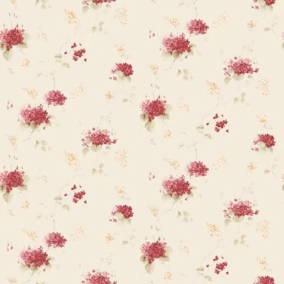 Image of Galerie Pretty Prints Cream/Red Hortensia Floral Trail Wallpaper Roll