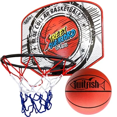 Image of Twitfish MINI Basketball Hoop Set Novelty Fun Toy Game for Office Desktop Home, Board, Ball &amp; Pump all Fans