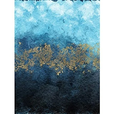 Image of Wee Blue Coo Abstract And Gold Watercolour Art Print Canvas Premium Wall Decor Poster