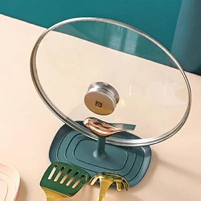 Image of Spoon Rest Lid Rack,Spoon for Kitchen Counter with Drip Pad Pan Pot Cover Rack Shelf Stand Holder Utensil Stove Organizer Soup Rests