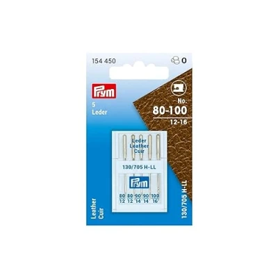 Image of Prym 154450 Sewing Machine Needles Leather 130/705 No. 80 100, Assorted, Steel, Silver, Leder