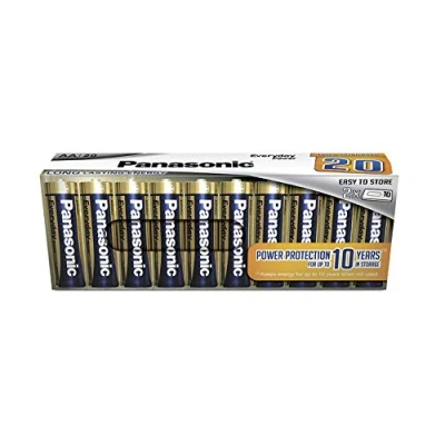 Image of Panasonic Everyday Power Alkaline Battery, AA Mignon Lr6, 1.5 V, Pack of 20 in Non plastic Pack, for Reliable Energy,