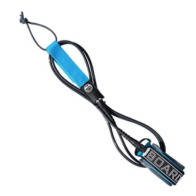 Image of iBOARD Surfboard Leash 6 Ft PU Material Straight Traction Rope 3 Layers of Premium Magic sticker 6mm Dark Grey with Double Stainless Steel Rotating Head for Surfing