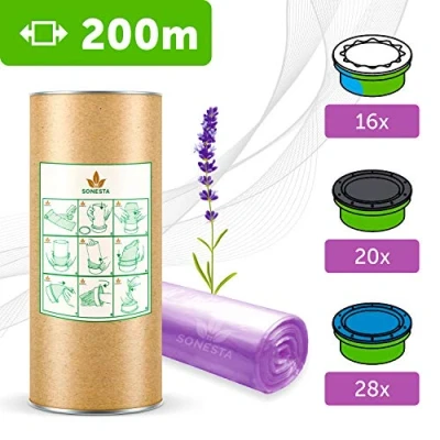 Image of 200m. ECO Nappy Bin Refills compatible with Tommee Tippee Tec, Twist &amp; Click, Simplee Angel + cardboard for easy refilling Lavender Fragrance