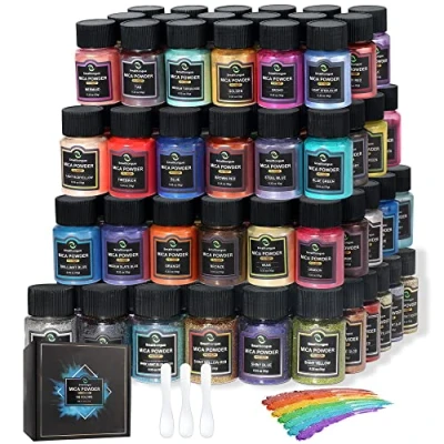 Image of Smalltongue Mica Powder for Epoxy Resin, 108 Colors, 36 Original Colors(0.35oz, 10g), Pastel Fine Glitter Powder(0.7oz, 20g), Pigment Resin…