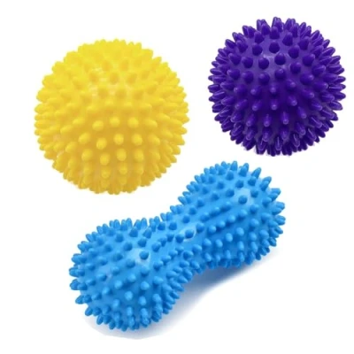 Image of JJiaoLinin Massage Balls,3 Pieces Hedgehog Ball Pilates Spiky for Muscle of Foot, Back, Leg and Hand