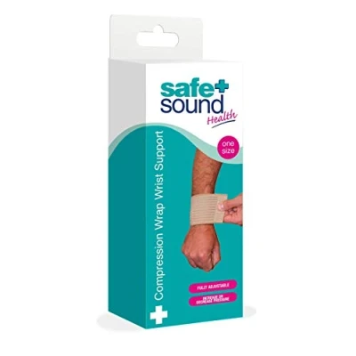 Image of Safe + Sound Fully Adjustable Compression Wrap Wrist Support for Sprains and Strains, Joints Muscles. One Size Fits All