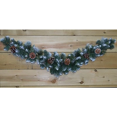 Image of 90cm (3ft) Frosted Glacier Christmas Swag with Pine Cones