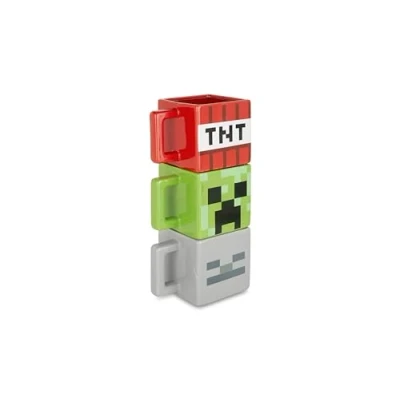 Image of Minecraft Unique 3D Sculpted Ceramic Coffee Mug 3pc Set Creeper Skeleton TNT