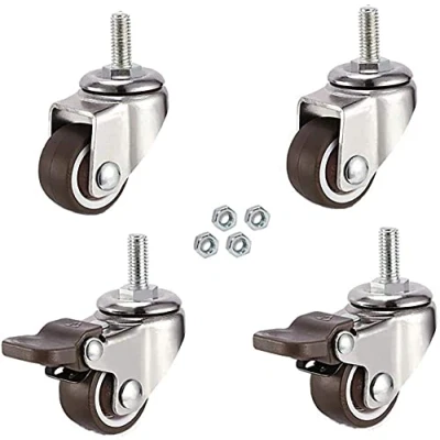 Image of NMDCDH castors Furniture 2 Inch 50Mm M8 Thread M10 Screw M12 Bolt Universal Swivel Caster Wheels with Brake Silent Rubber Casters for Table Trolley