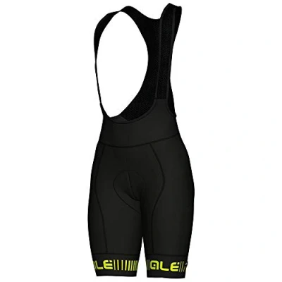 Image of Alé Cycling Women&#039;s PR.R Strada Bib Shorts, Black/Fluo Yellow, S