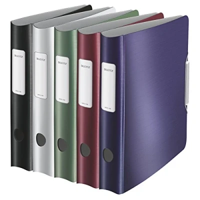 Image of Leitz Lever Arch File, Assorted, A4, Curved spine 6.5 cm width, Elastic fastening, Light polyfoam, Style Range, 11090099 (Pack of 5)
