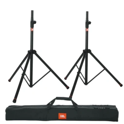 Image of JBL Bags Standard Speaker Stand Set with Adjustable Height and Dual Diameter Pole; Includes (2) Stands Carry Bag (JBLSPKSTMASET), Black