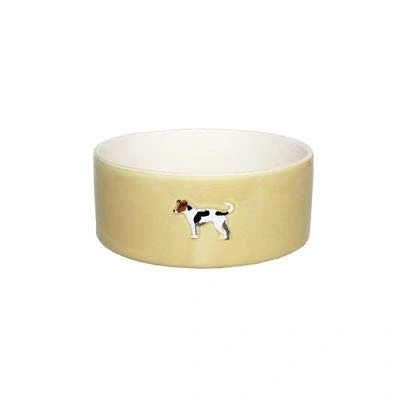 Image of Bailey and Friends Dog Bowl, Jack Russell Mustard