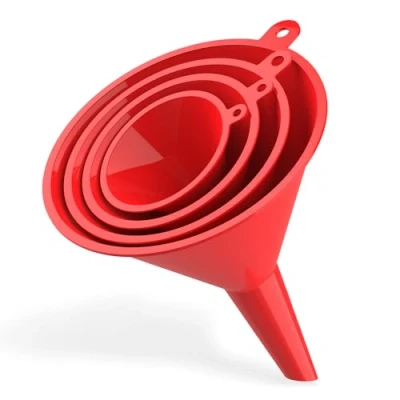 Image of Nirox Universal funnel set of 4 Food suitable BPA FREE filling aid for kitchen and household Liquids dry ingredients Oil fuel car, workshop or garden tools