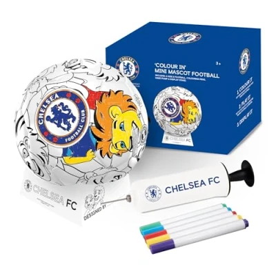 Image of Hy Pro Officially Licensed Colour In Chelsea F.C. Football Customizable Football, Merchandise, Crafts, Pump, Stand and Pens, Size 2 Ideal Gift Idea, 3+