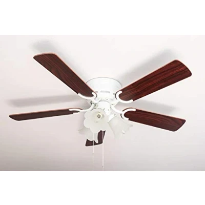Image of Pepeo Deluxe ceiling fan 105 cm white blade rosewood / dark walnut including lighting and pull switch, 105120192