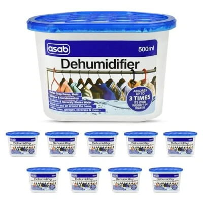 Image of ASAB Desiccant Dehumidifier for Home Wardrobe Moisture Absorber Damp Trap with Crystals Portable Humidity Catcher Anti Mould Wet Remover (10 Packs)