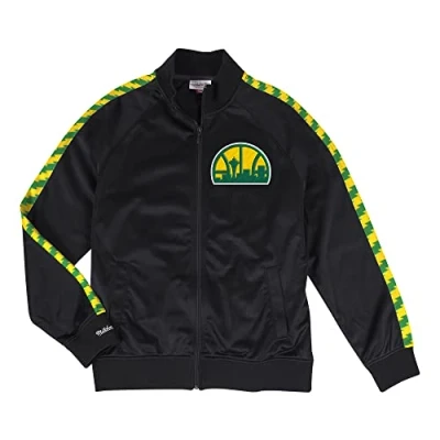 Image of Mitchell &amp; Ness Seattle Supersonics Mens Black Track Jacket Size Small