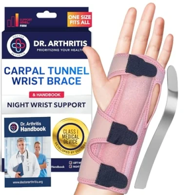 Image of Dr. Arthritis Doctor Developed Premium Wrist Splint (Single/Pink)
