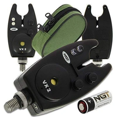 Image of NGT Carp Fishing VX2 Black Bite Alarm with Volume and Tone Control Battery