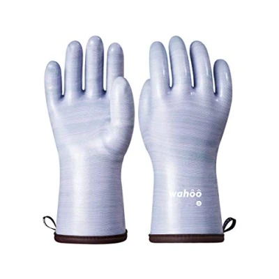 Image of Wahoo Liquid Silicone Oven Gloves, Food Contact Grade, Heat Resistant Gloves for Cooking, Grilling, Baking, Purple, M/8