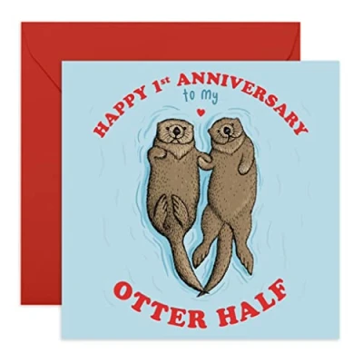 Image of Central 23 Cute 1st Anniversary Card for Her &#039;Happy Anniversary&#039; Wedding Sweet Husband Couple Comes with Fun Stickers