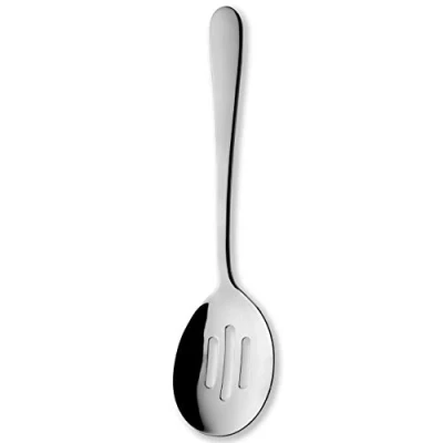 Image of Grunwerg Windsor Carded Slotted Serving Spoon SSVGWDR/C, 18/0 Stainless Steel, Black