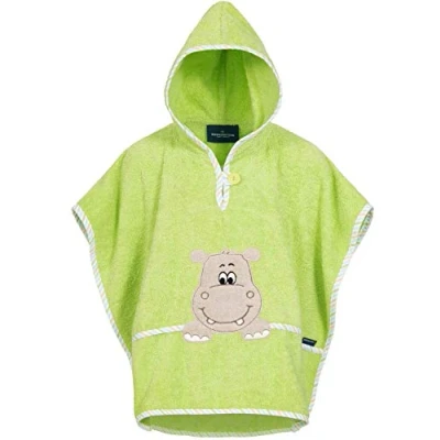 Image of Morgenstern Children&#039;s Poncho Towel with Hood Cotton Bathrobe Boy Girl Toddler Baby Infant Hippo
