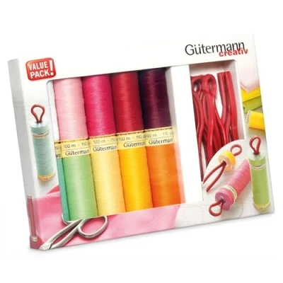 Image of Gütermann (100m) Sew All Thread Set with 10 Bobbin Holders 1